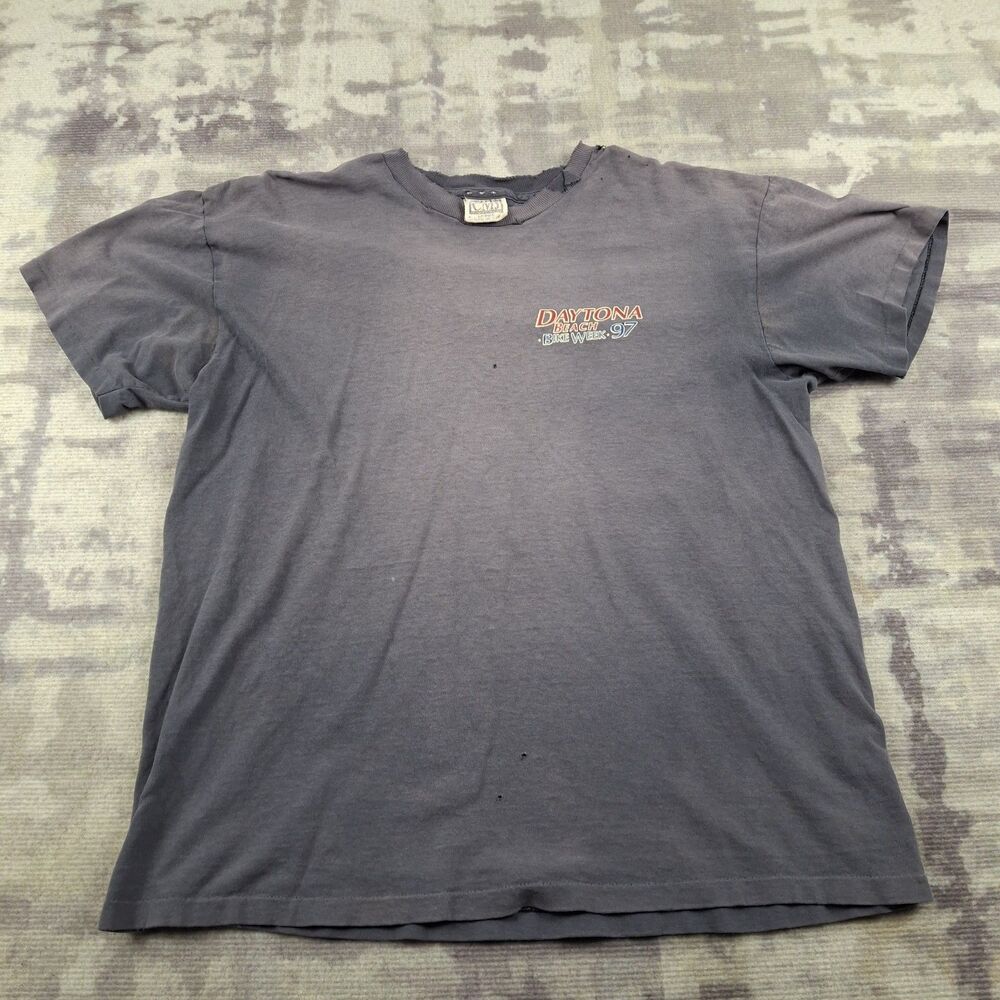Vintage 1997 Daytona Beach Bike Week Shirt Mens L Double Sided Eagle American...